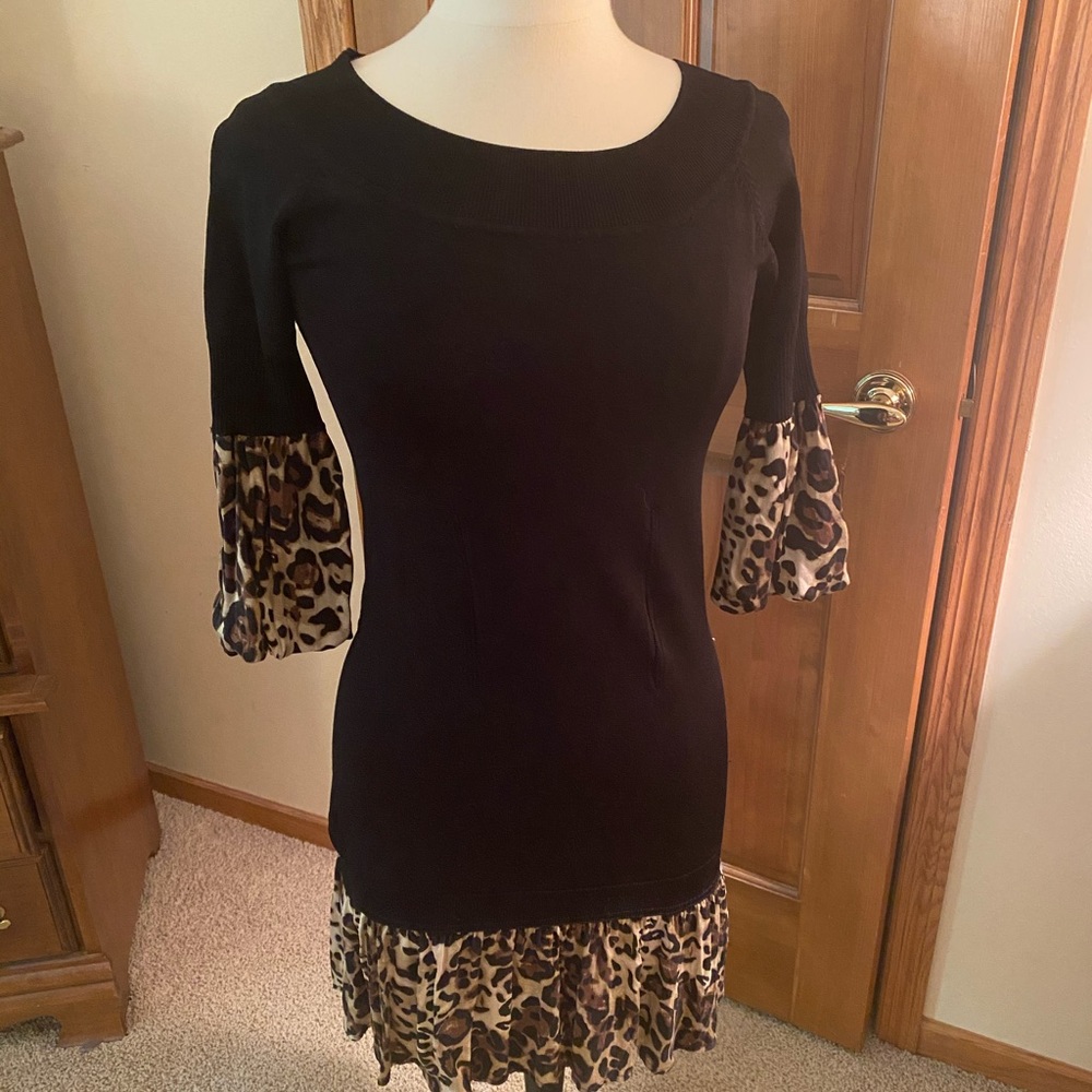 Bebe black and leopard dress